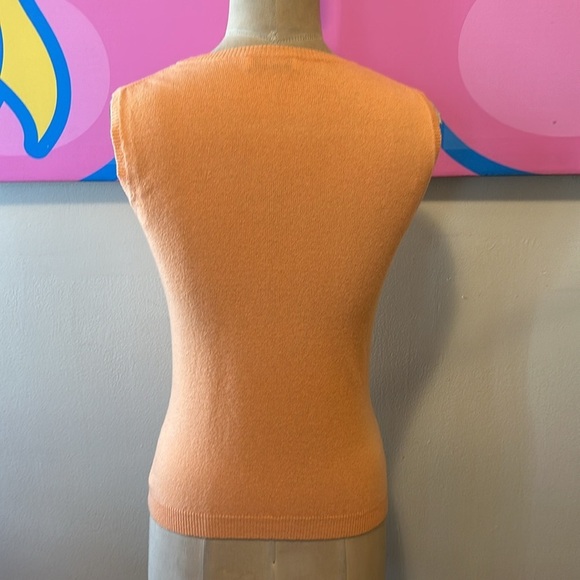 Moschino Peach Orange Cashmere Sweater Thread Spool Hanger Scissors RARE - Picture 8 of 13